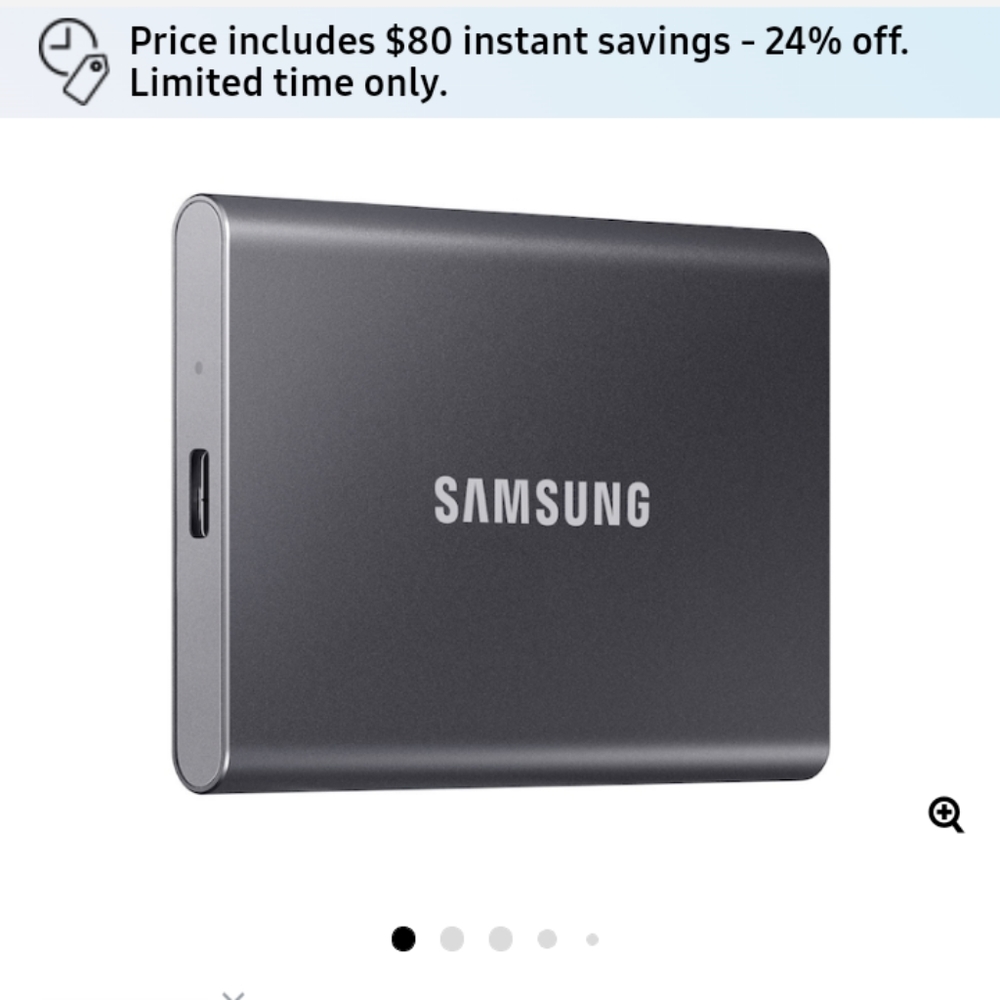 Samsung portable T7 hard drive